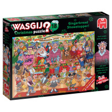 Wasgij Christmas 18, Gingerbread Showstopper - 2 x 1000 Piece Puzzles - Festive Fun Set of 2 Adults Jigsaw Puzzles - 100% Recycled Cardboard - 2 in 1,