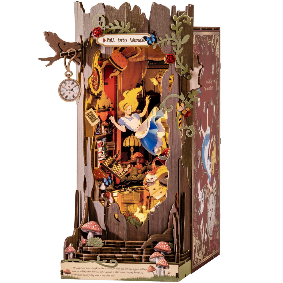 Rolife Book Nook Kits for Adults, DIY Miniature House Fall into Wonder, Booknook Diorama Model Kits for Desk Bookshelf Decoration, 3D Wooden Puzzle-image-OPC-PJSVFJC-NEW