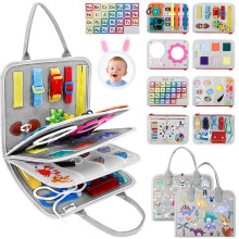 JHkim Busy Board Montessori Toys for 1 2 3 4 Year Old Boy Girl Gifts, Autism Sensory Travel Toys for Toddlers, Educational Activity Sensory Board