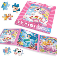 Magnetic Puzzles for 3 Year Olds, Unicorn Mermaid Princess Toddler Travel Toys Plane Activities for Kids Educational Toys Present 3 Year Old Girl