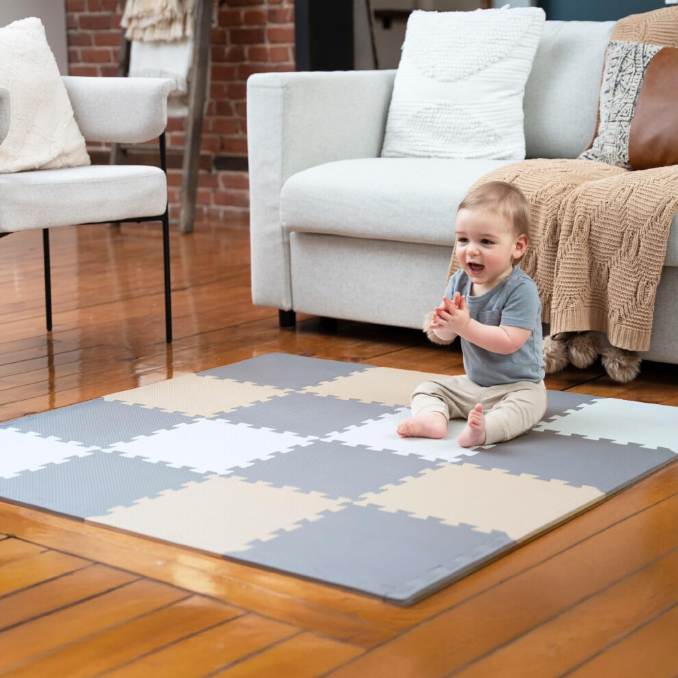 Foam Floor Tiles For Kids - Non-Toxic Comfortable Baby Play Mat And Interlocking Foam Tiles, Fits With 50X50 Playpen Mat For Crawling & Miotetto