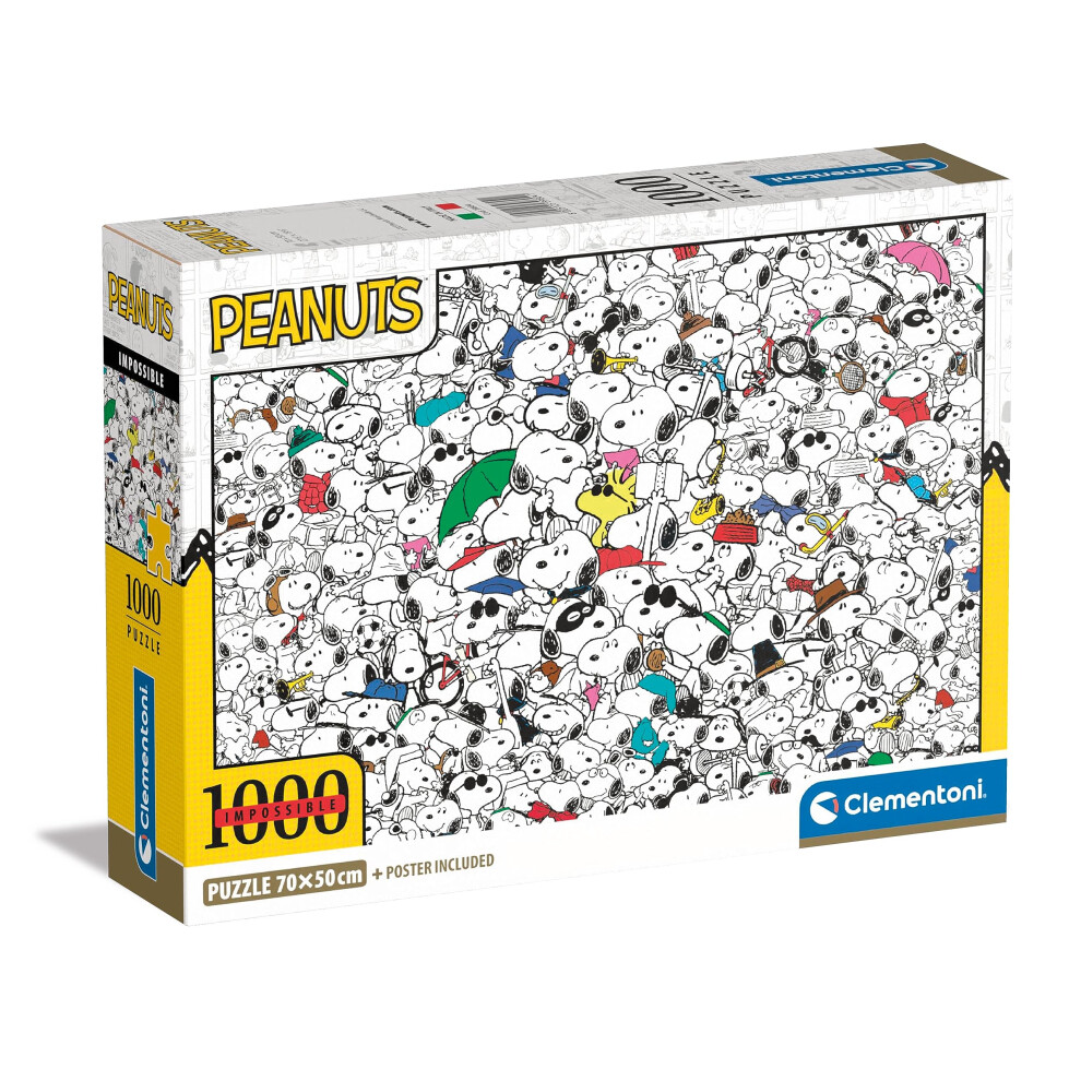 New Clementoni - Impossible Puzzle Peanuts - Jigsaw Puzzle 1000 Pieces, Jigsaw Puzzle For Adults, Comic Puzzle, Difficult - Made In Italy 39804