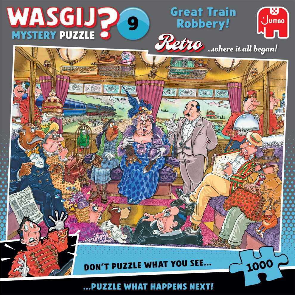 Wasgij Retro Mystery 9, The Great Train Robbery - Unique 1000 Piece Jigsaw Puzzle For Adults - Colourful, Challenging & Brainteasing Adult Jigsaws