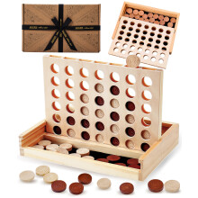 Jaques of London Luxury Score 4 in a Row Game | Wooden Travel Games for Adults and Kids | Wooden Games for all The Family | Since 1795