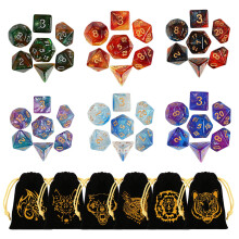 DND Dice Set, GWHOLE 6?7 (42pcs) Polyhedral Dice Set with Flannel Bags Dual Color Dungeons and Dragons Dice for DND RPG MTG Pathfinder Table Games, D4