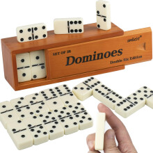 Smilejoy Dominoes Set for Adults, Double 6 Jumbo Domino Set | Traditional Thick Size Double Six Domino Game | 28 Retro Dominos Pieces with Luxury