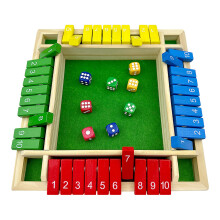 Shut The Box for 4 Players, Wooden Table Game Dice Games Educational Dice Game Great Family Board Games Holiday Travel Fun Game Math Learning