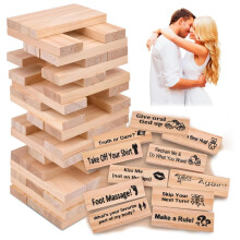 xinrongda Lust Tower Couples Games, Naughty Game for Adults, 48 Pieces Valentine Tumbling Tower Stacking Blocks Game, Stacking Wooden Block Game Gifts