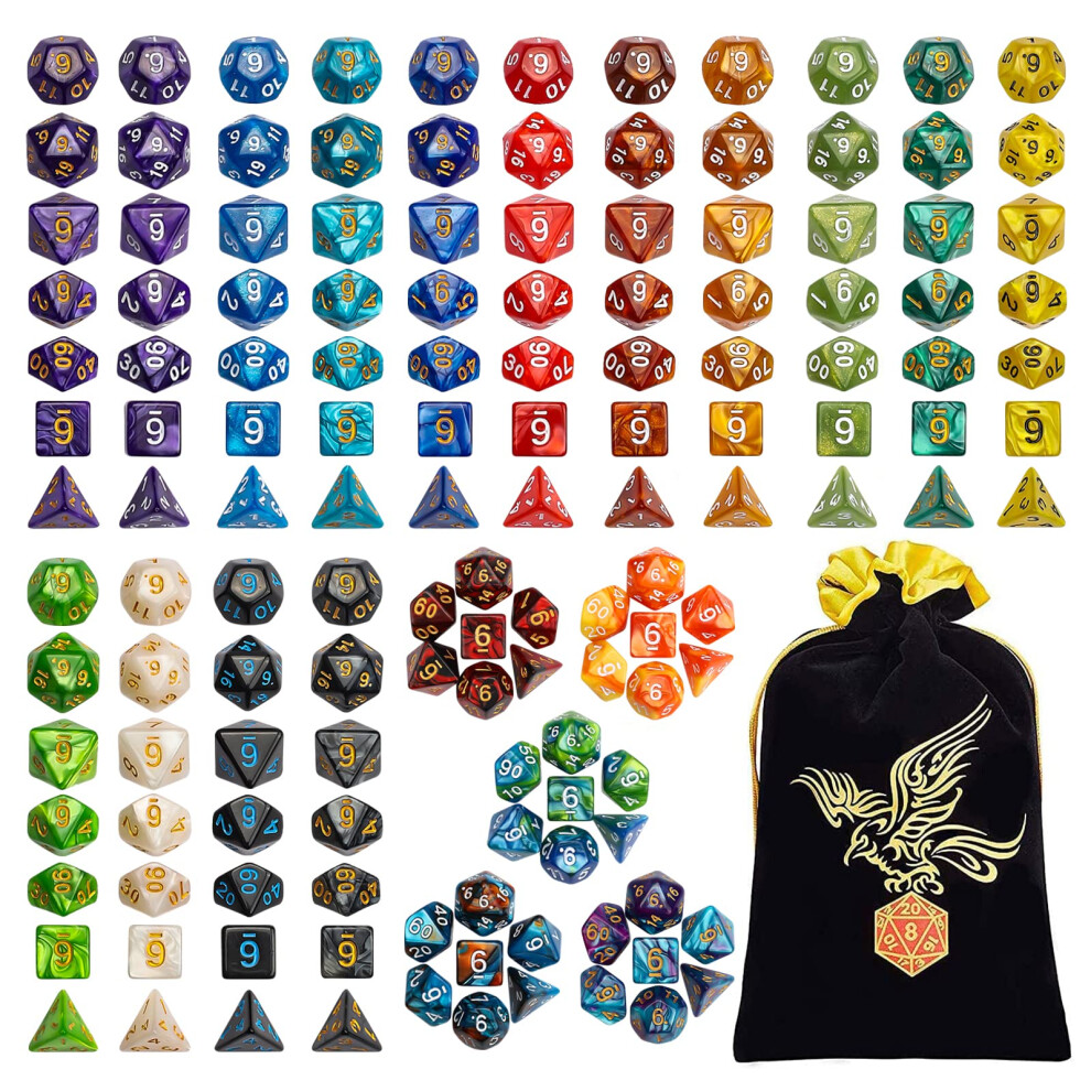 Qmay Polyhedral Dice, Dungeons And Dragons Dice Set 7 Sided Polyhedral Dnd For Mtg Rpg Game (20)