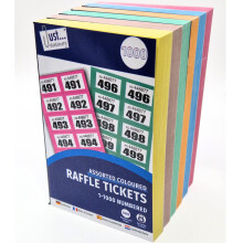 ZEBTON 6 x Raffle Tickets Books 1-1000 Cloakroom Tickets Lucky Draw Tombola Draw Prize Draw and Charity Events Assorted Colors (6)