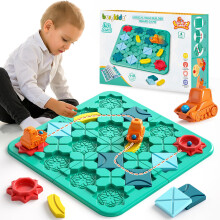 burgkidz Logical Road Builder Game for Kids, Puzzle Track Building Car Maze Board Games with Marble Balls, Enhancing Children's Logic STEM Brain Toys