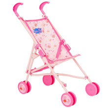 Peppa Pig Single Pink Stroller | Children's Baby Doll Buggy with Peppa Pig Pattern | Umbrella Fold Pushchair Toy for Kids | Role Play Toy Dolls