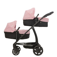 Joie Junior Evalite Twin Pushchair | Pink & Black Double Pushchair | Double Dolls Pram with Adjustable Height Handle And Multiple Seat Options |