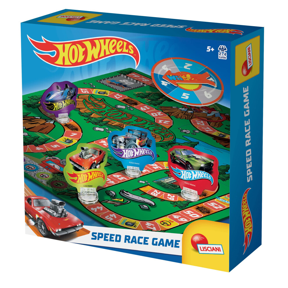Liscianigiochi Lisciani - Hot Wheels Speed Race Game - Classic Race Board Game - For Children And Families - Includes Game Board, Spinner, Markers - Promotes