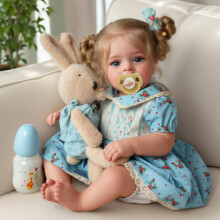 BABESIDE Realistic Baby Dolls Real Reborn Babies Dolls 20 inch Lifelike Toddler Girls Softness Cloth Body with Long Blond Hair with Clothes
