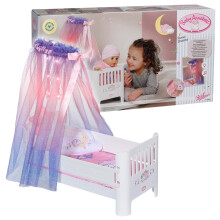 Baby Annabell Sweet Dreams Bed, Doll Bed with Light-Up Canopy, Mattress, Matching Pillow and Blanket for 43cm Dolls, Plays a Lullaby, For Children
