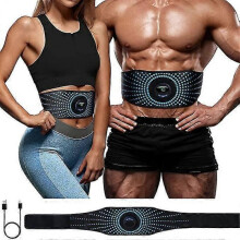 Rechargeable Abs Muscle Trainer Flex Belt for Women Men, 6 Modes 15 Intensity Levels