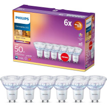 Philips WarmGlow 6 Pack Dimmable GU10 Spot LED Light Bulbs 38 W  50W Equiva