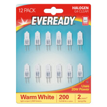 Eveready G4 Halogen Light Bulbs 20W 12V 2Pin Base Clear Capsule Warm White