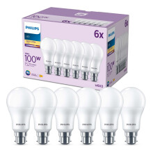 Philips LED Frosted A60 Light Bulb 6 Pack Warm White 2700K  B22 Bayonet Cap
