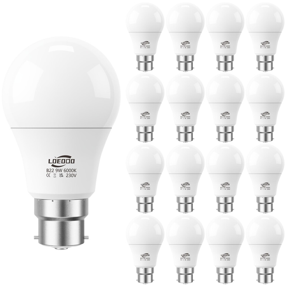 Loeodo B22 Bayonet Led Bulbs 60W Equivalent 9W Bulb 806 Lumens 6000K Light 1294282607906