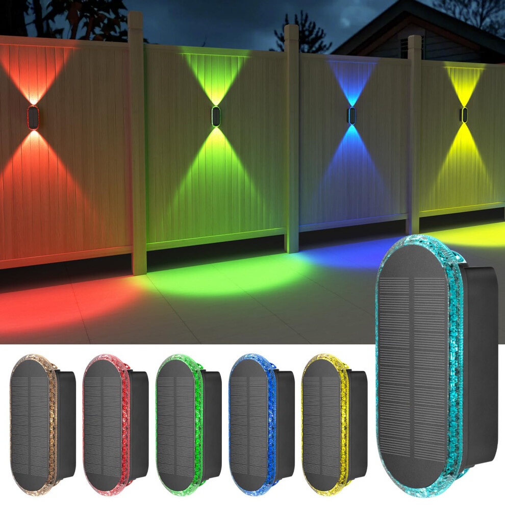 Ellasay Solar Fence Lights Outdoor Wall 6 Pack Ip65 Waterproof Led Lights W 3612429079627