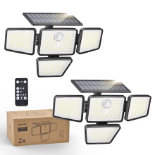 Philips Solar Security Light Outdoor 196 LED WallMounted Flood Light wPIR M