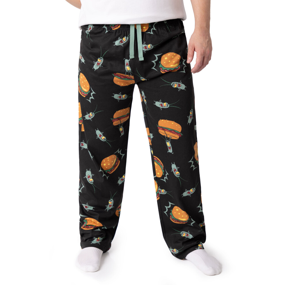 New Spongebob Squarepants Men's ) Lounge Pants ( Multicoloured) Black Large