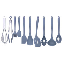 Set di 10 utensili in silicone grigio, 27-29 cm, antiaderente.