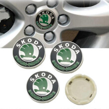 4pcs/lot 56mm Wheel Hub Center Cap Classic Green Arrow Logo Badge Cover 4 Clips for Skoda Octavia Superb Rapid Kodiaq Karoq