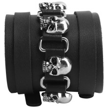 Halskette aus Leder mit Totenkopf - Punk-Rock-Stil, verstellbares Armband, Geschenk oder Souvenir