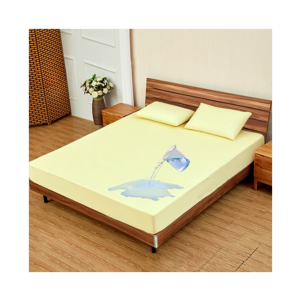 (Yellow,140x200+30cm)Protège Matelas Imperméable Drap Housse de Lit Sans Taie d'oreiller Grande Taille
