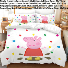 (135X200cm)Peppa Pig Digital Printing Duvet Cover Pillowcase Set Bedroom Bedding Gifts