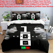 (Style E,240x220cm)Ensemble de literie housse de couette taie d'oreiller impression numérique Football Ronaldo pour chambre à coucher