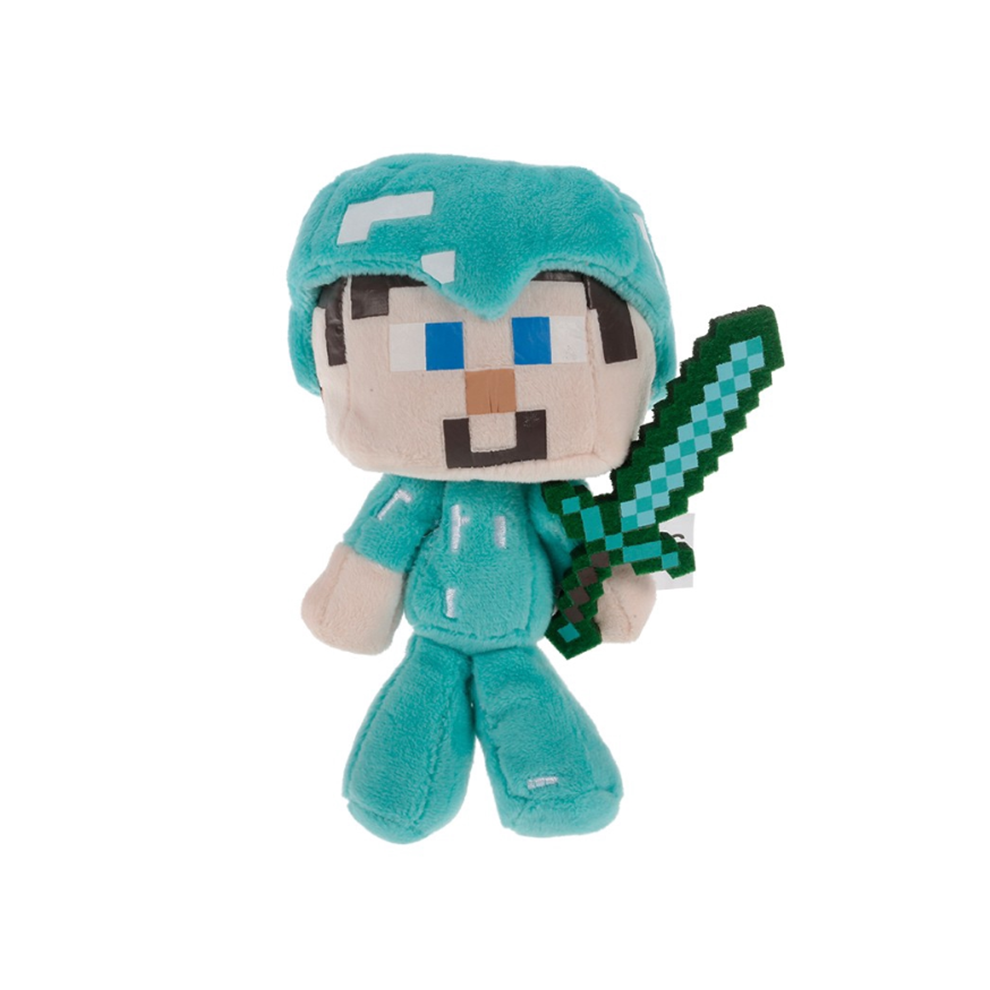 (18cm) Steve Minecraft Plush Toys 18cm7inch Minecraft Steve With Sword Toy Stuffed Kid