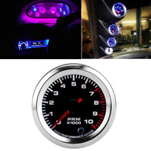 52mm/2 Zoll Universaler 7-Farben-Tachometer Drehzahlmesser mit Messbereich 0‑10000 U/min
