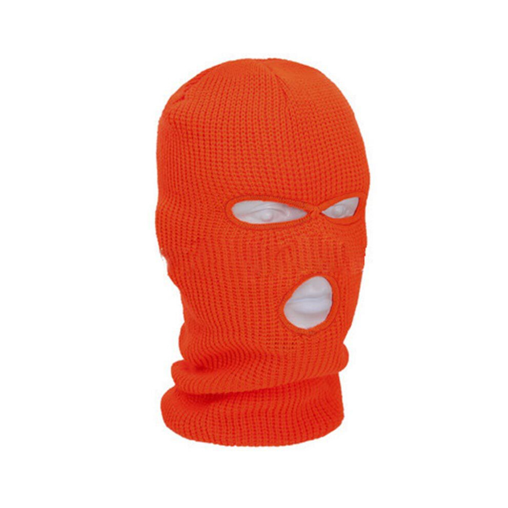 (Orange) Hole Full 3 Face Ski Mask Winter Cap Balaclava Hood Beanie Tactical Hat Warm Orange