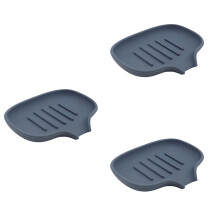 Porte-savon auto-drainant, porte-savon de salle de bain, plateau à savon gris foncé