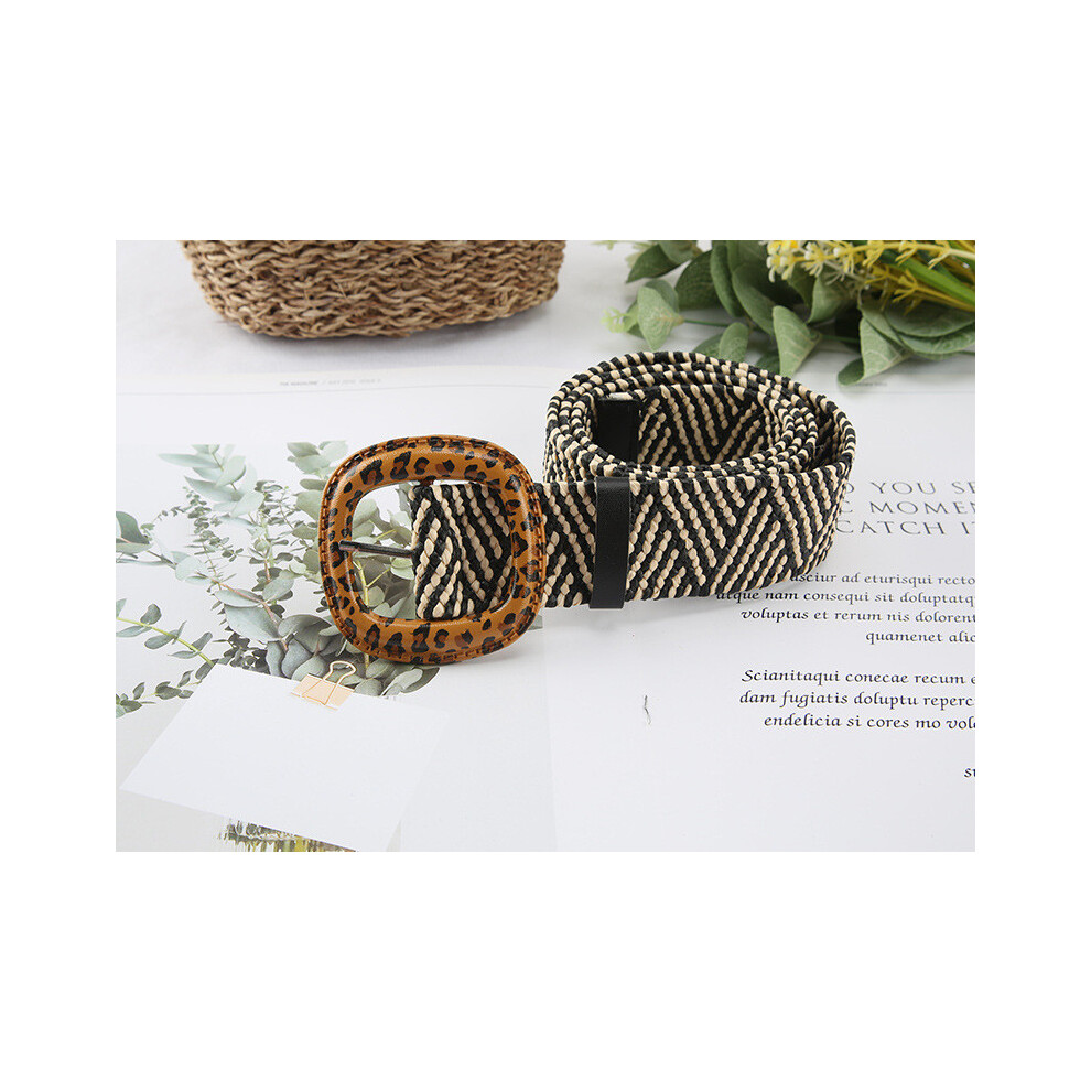 (Bicolor) Fashion Print Leopard Buckle Decoration Women Casual Woven Waist Daily For Belt-image-OPC-PJSX76N-NEW