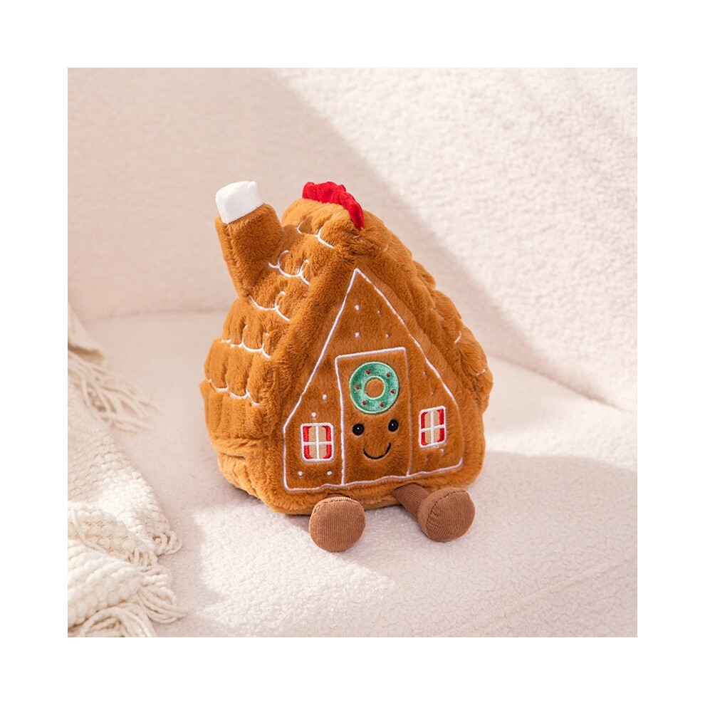 (Gingerbread House) Plush Toy Christmas Gingerbread House Stars Xmas Tree Decoration Stuffed Doll