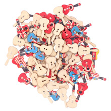 100 pezzi di bottoni in legno a forma di chitarra, colori assortiti
