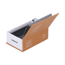Mini coffre-fort livre jaune 11.5x8x4.5 cm Capacité pièces