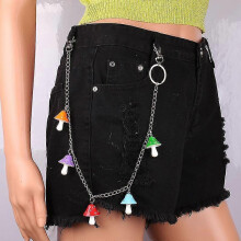 2pcs Colorful Mushroom Pendant Pants Chain Vintage Punk Resin Mushroom Waist Chain(color) (di-3)