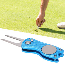 Edelstahl-Golfgabel Metall Foldbare Golf-Divotschaft Divot-Reparaturwerkzeug Blau