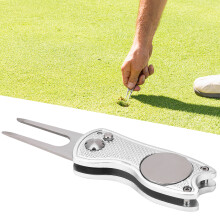Edelstahl Golf-Gabel, faltbare Metall-Green-Gabel, Divots repair Werkzeug, Silber