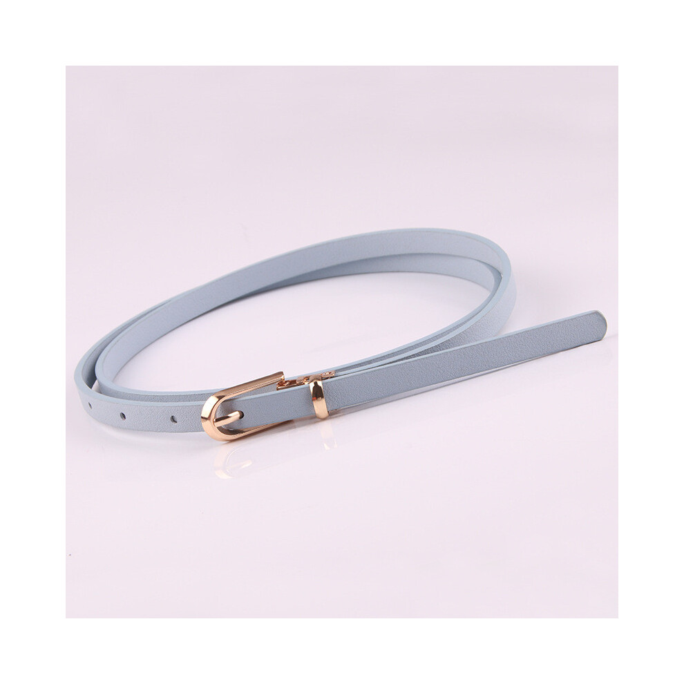 (Light Blue) Sophisticated Color Solid Women Dress With Slim Pu Belt Office Outfits Casual-image-OPC-PJSYH7S-NEW