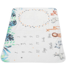 Baby-Monatliche-Meilenstein-Decke Infant Baby Fotohintergrund Decke Requisiten Banane Blatt Tier