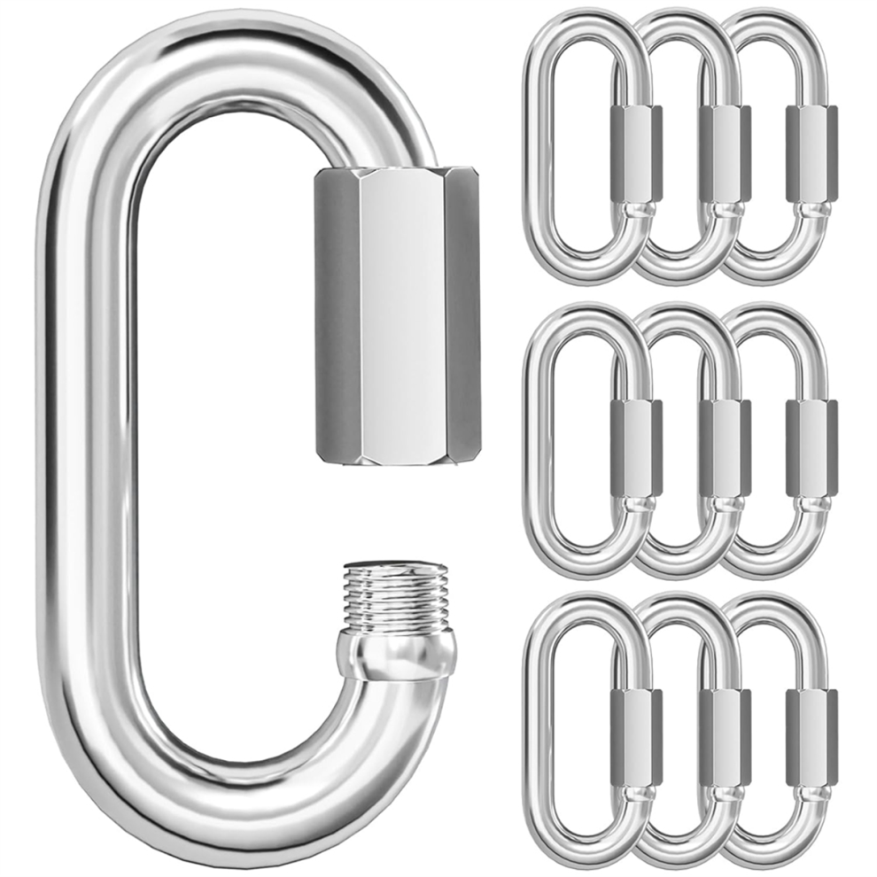 10Pcs M6 Quick Link Chain Connector, 304 Stainless Steel Carabiner 4853732213172