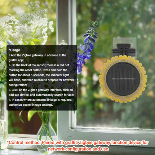 Sensor de chuva solar Zigbee WiFi Tuya com carregamento solar 1