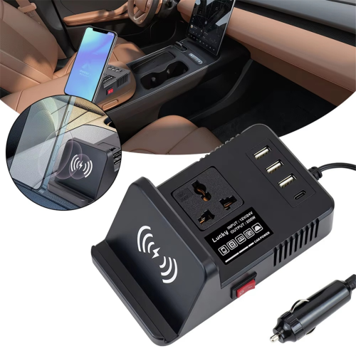 12/24V Auto USB Snellader Omvormer Wit 1